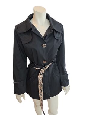 Burberry Black Trench Coat with Signature Check